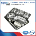 Eco-friendly customize stainless steel 5 compartments food tray with lid